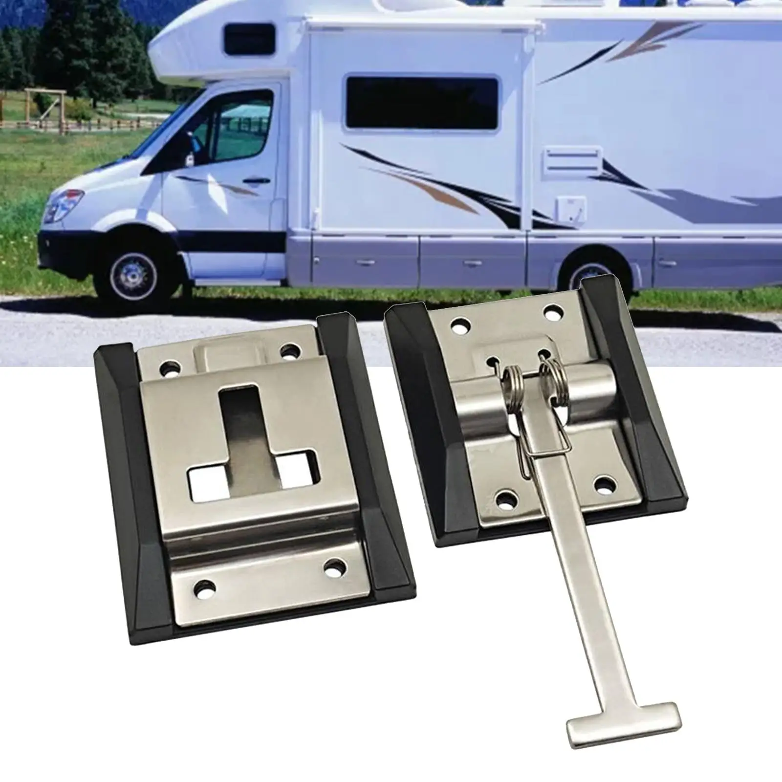 

RV Catch Holder Hardware T Style Entry Door Latch for Commercial Vehicle Cargo Haulers Travel Trailers Motorhome Containers