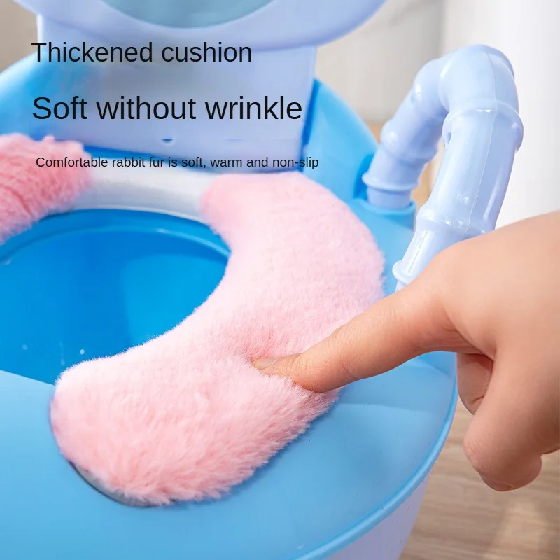 Universal Children toilet seat cover winter soft warm high grade plush cushion paste stain resistant household baby toilet mat 4