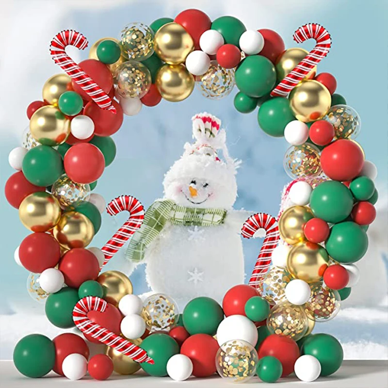 Kit Ghirlanda Di Palloncini Per Natale 95 Pezzi - Palloncini Rossi, Verdi, Bianchi, Glitter E A Bastoncino, Decorazioni Fai Da Te Per Albero E Festa
