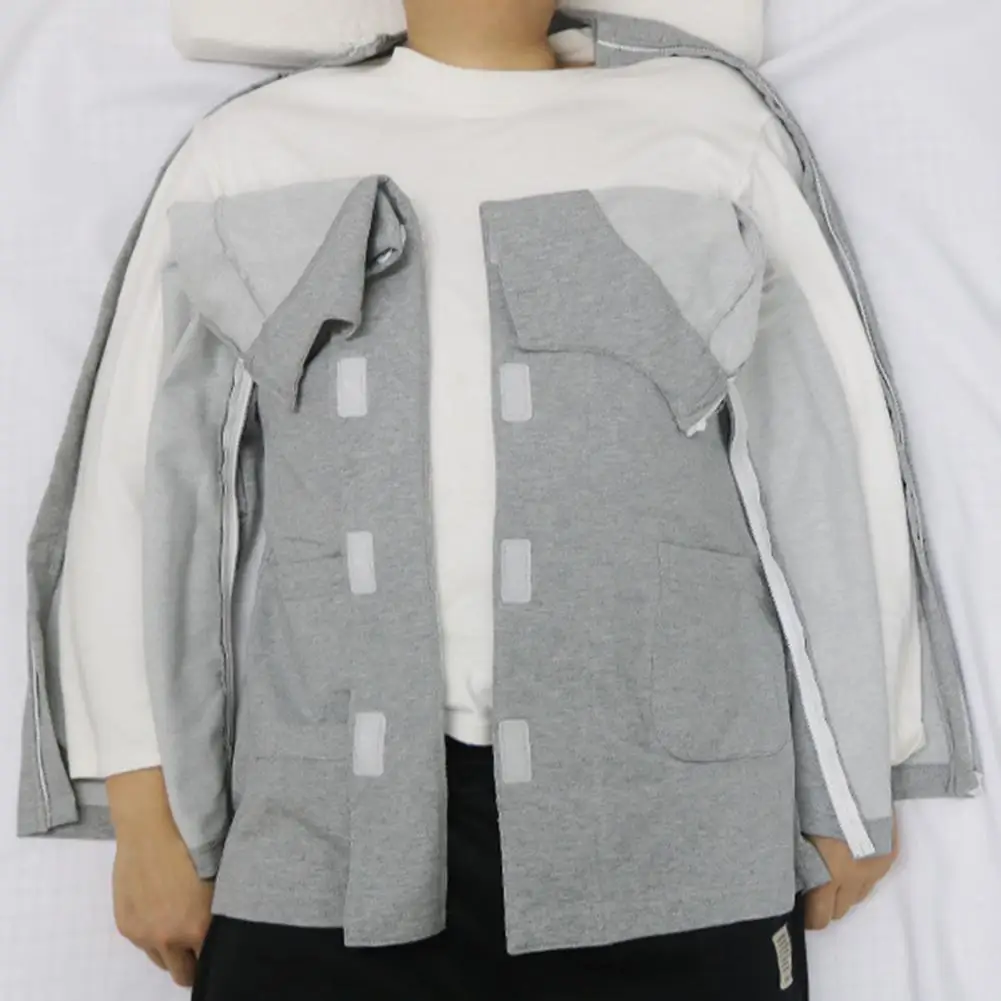 Long Sleeves Male Hospital Nursing Clothing Pockets Bedridden Men