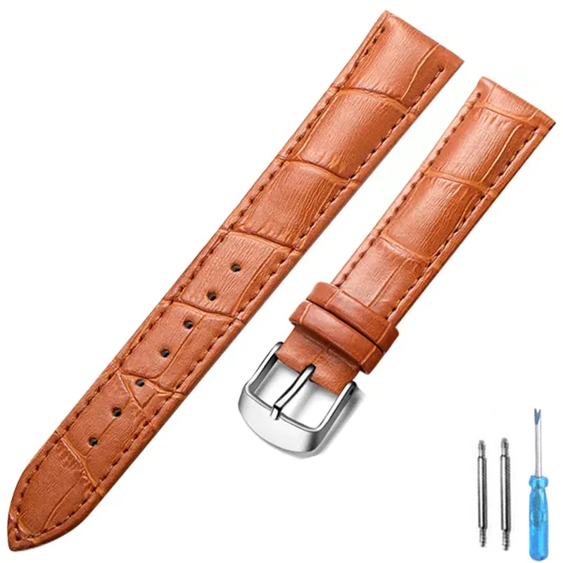Premium Leather Watch Strap with Black Gold Buckle - High-Quality Watchband Accessories