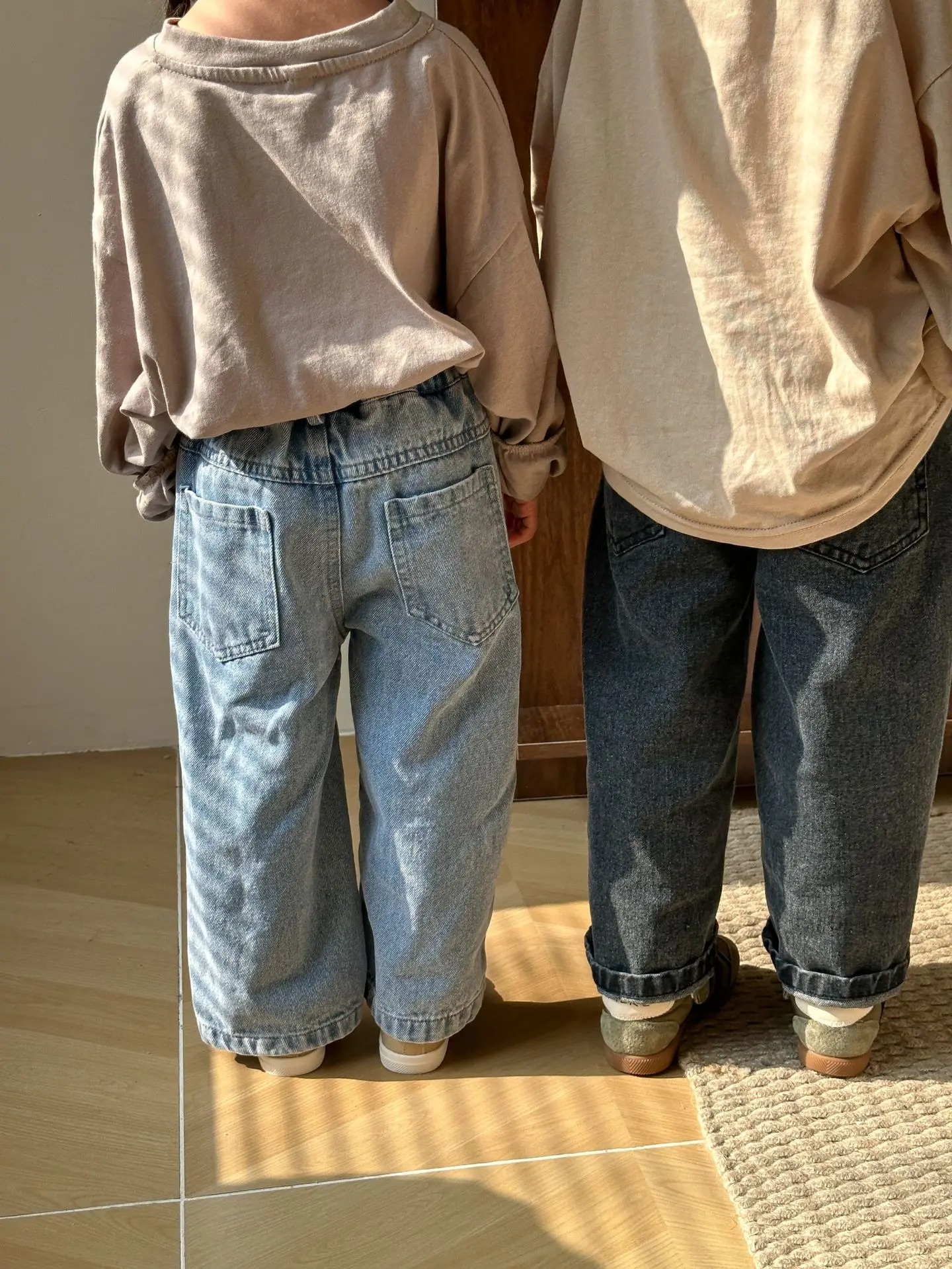 어린이 청바지 패치 하트 캐주얼 바지, 한국 어린이 소년 소녀 청바지, 느슨한 소프트 코튼 데님 바지, 2024 가을