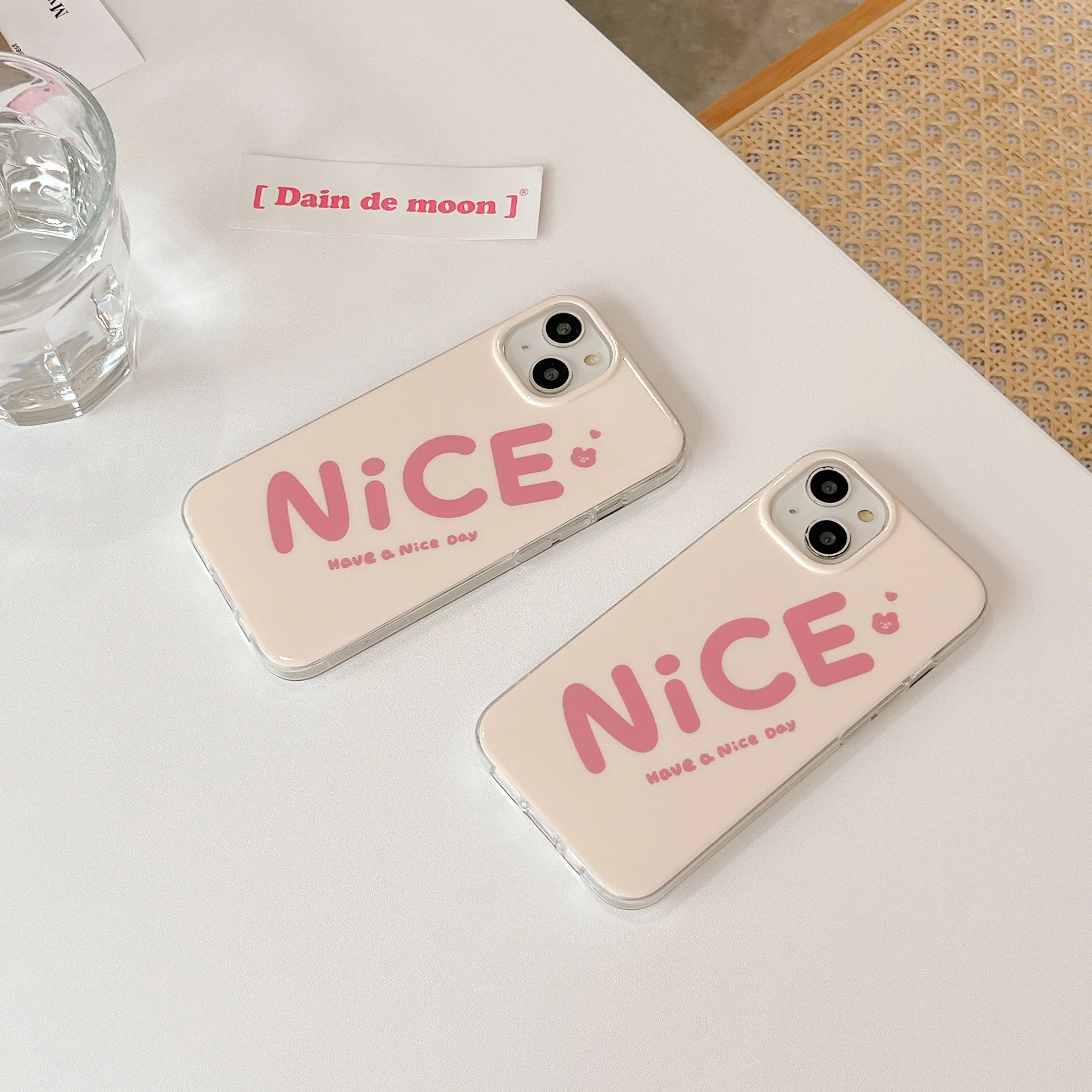 Double Sided Imd Simplicity Pattern Per Iphone 14Pro 14Promax 14 13 13Promax 13Pro 11 12 12Pro 12Promax Soft Shell Con Bordo Dritto