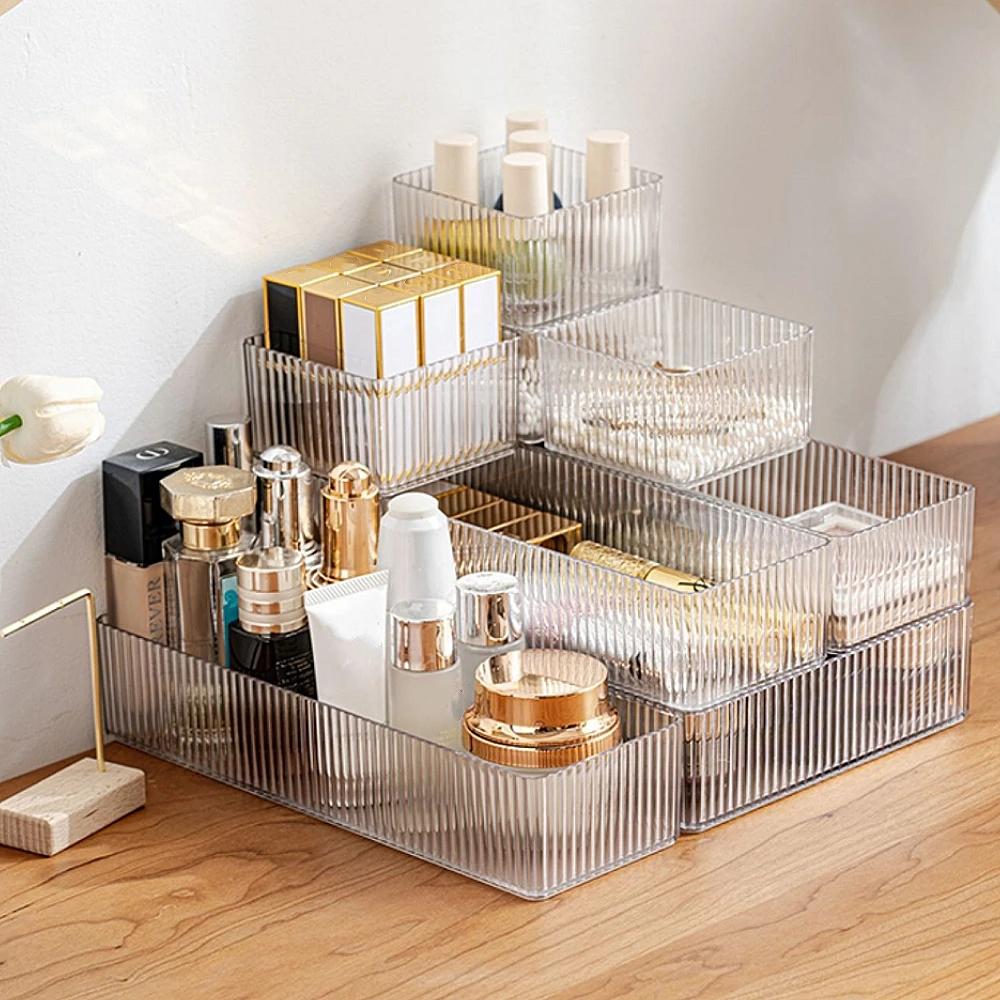 12-teiliges Schubladen-Organizer Set – 4 Größen, Transparent, Für Make-up, Schmuck, Küche & Bad