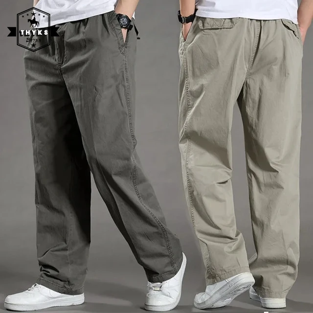 Mens Fat pants Cargo Work Pants Casual Fit LooseTrousers Plus Size  Multi-pocket