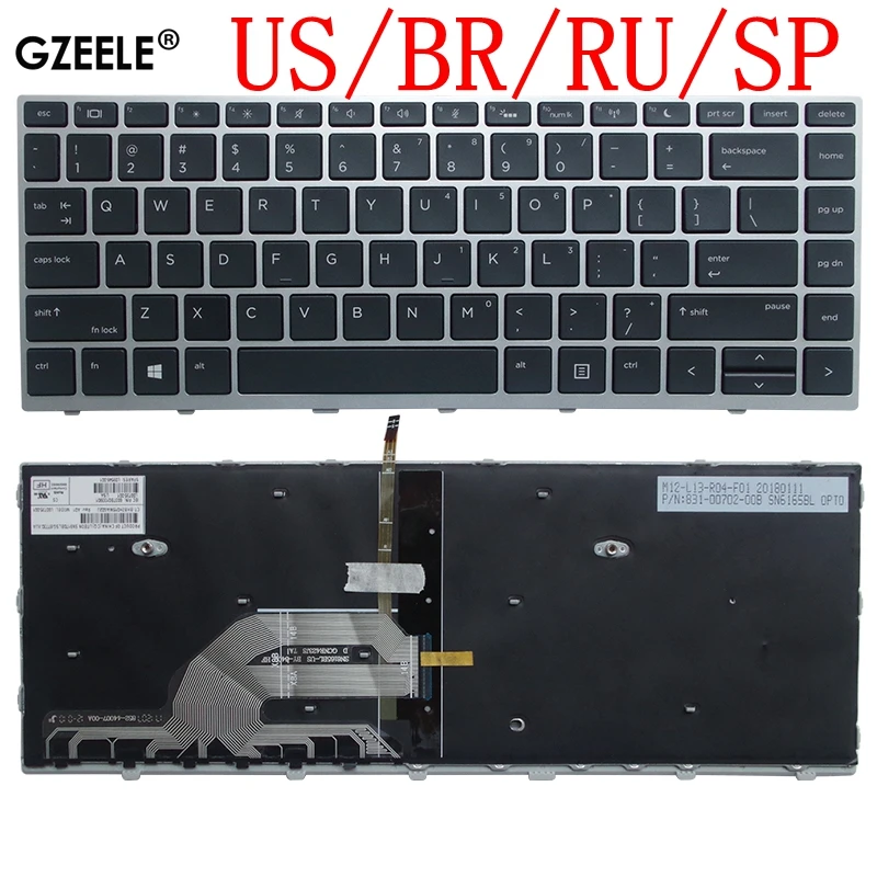 Teclado Portátil us br sp para hp Probook 640 g4 640 g5 645 g4 645 g5 430 g5 440 g5 445 g5 Inglês Novo