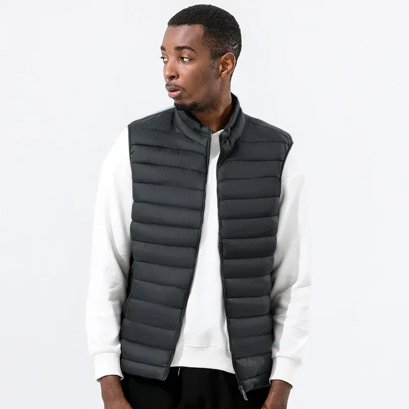 Autumn Winter Men's Vest Stand Collar Plus Size Casual Sleeveless Warm Waistcoat Jacket Wholesale Cotton Padded Outerwear - Image 6
