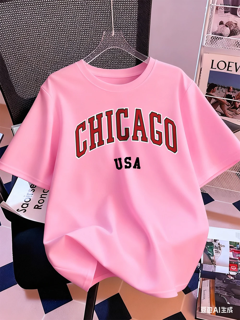 Chicago Usa Brief Druck T-Shirt Frauen Baumwolle Sommer Kurzarm Tops Bequeme Weiche Oansatz T Shirt Casual Womans Kleidung – Detail 16