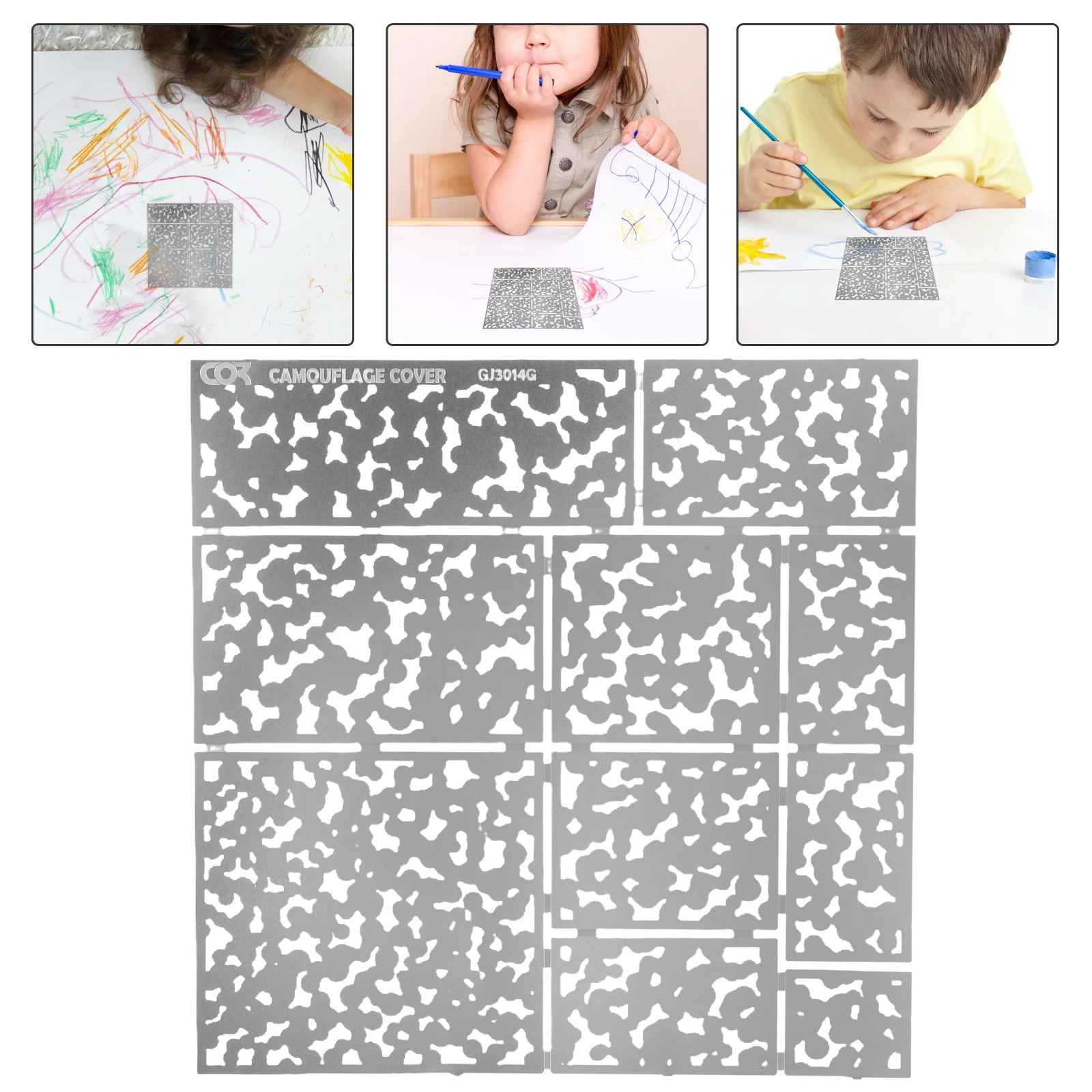 

Camouflage Spray Board Stencils Tool Painting for Crafts Reusable DIY Stainless Steel Templates Large Drawing