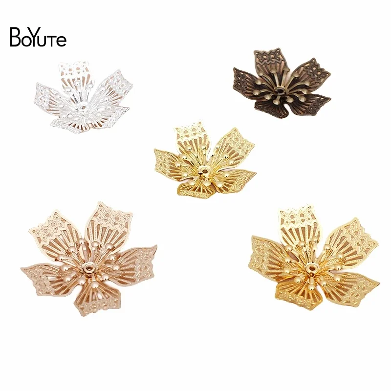 

BoYuTe (20 Pieces/Lot) 22-28MM Flower Filigree Metal Brass Embellishments Diy Jewelry Materials