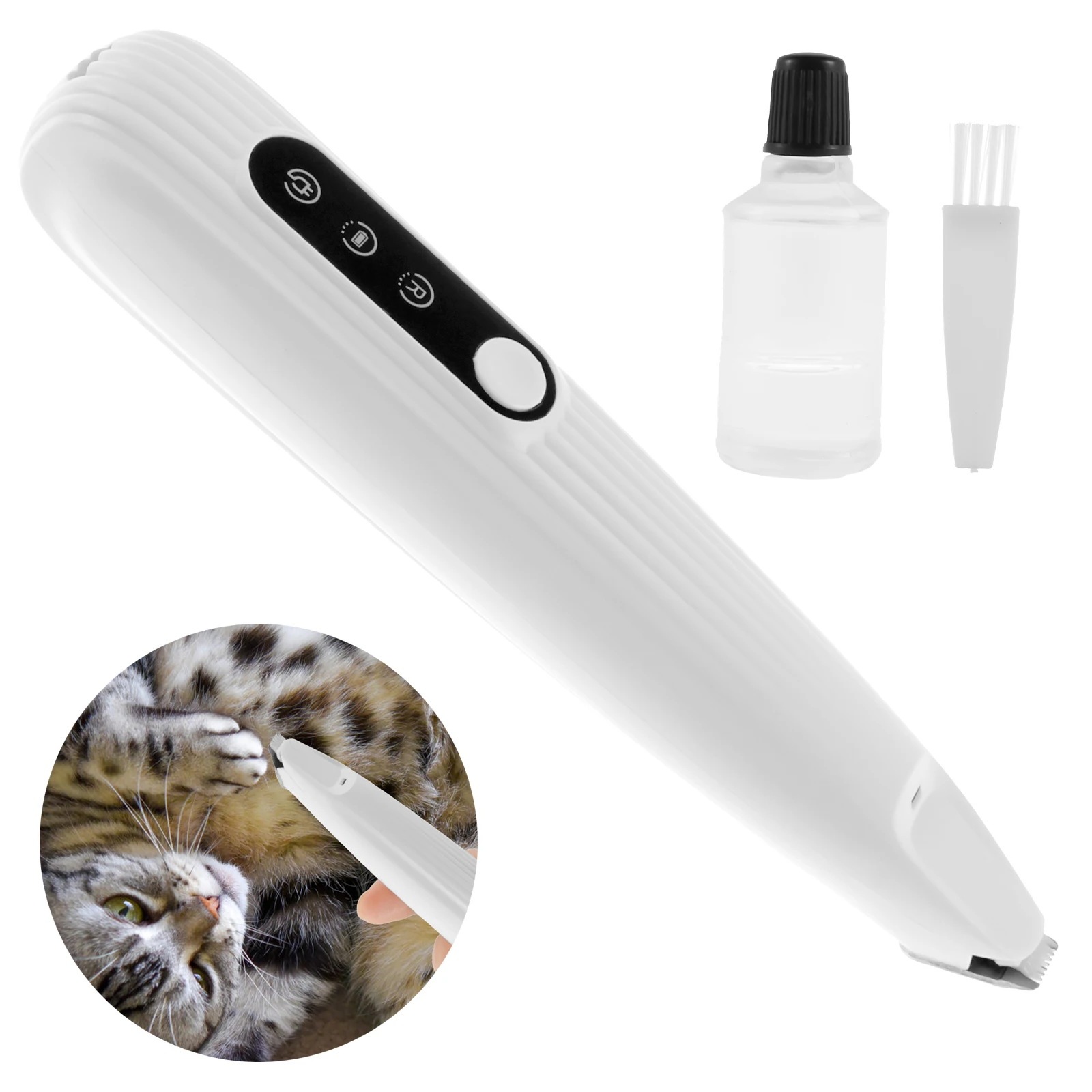 Haustierpfoten-Trimmer mit LED-Licht Geräuscharmer Rasierer Hochgeschwindigkeits-Wasserdichter Hunde- und Katzen-Haarschneider Kabelloses Pflegewerkzeug