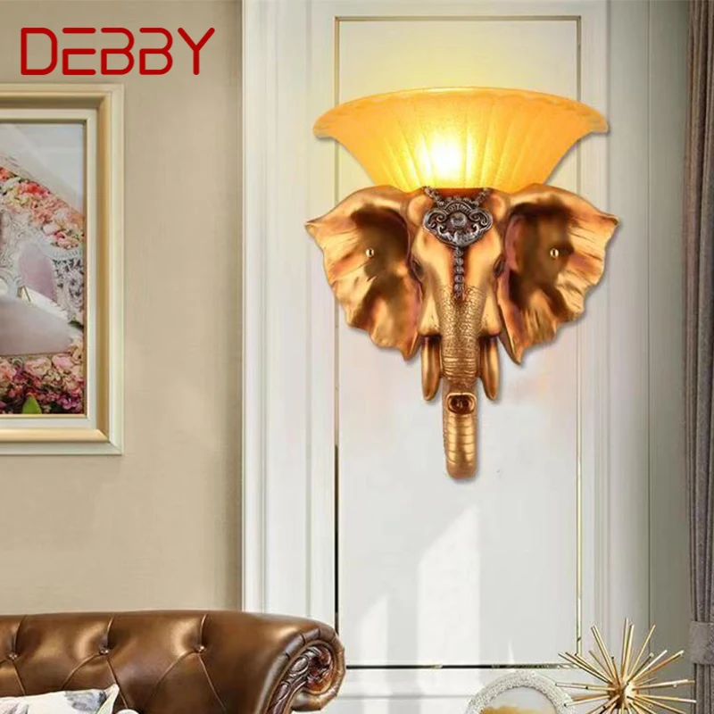 

DEBBY Contemporary Elephant Wall Lamp Personalized And Creative Living Room Bedroom Hallway Aisle Decoration Light