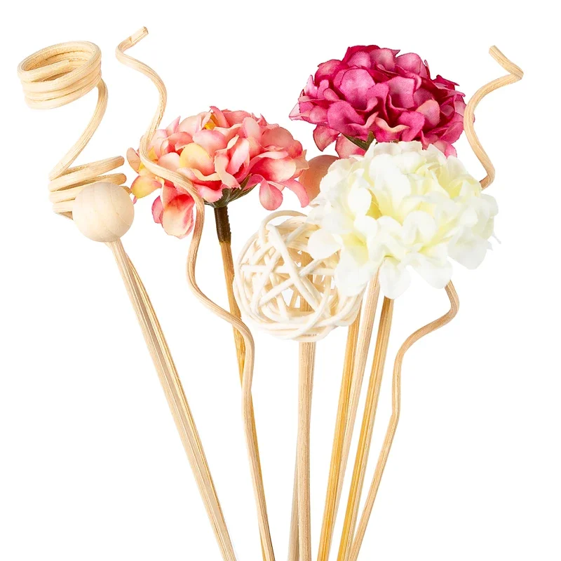 10PCS Pink Hydrangea Flower Rattan Sticks Fireless Fragrances Reed Diffuser Stick DIY Ornaments Home Decor reed diffuser stick
