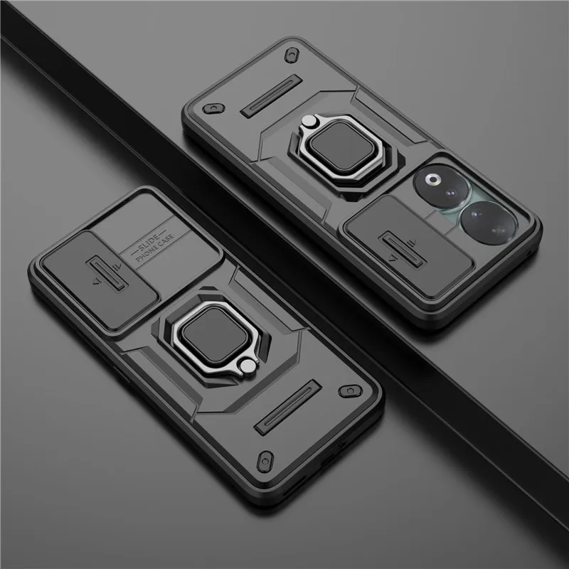 

For Honor 90 Cover For Honor 90 5G Case 6.7 inch Lens Protection Shockproof Push window Magnetic Holder Bumper