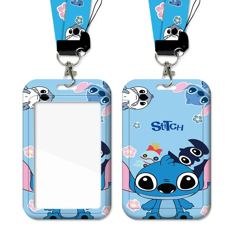 Disney Anime Card Holder Kawaii Stitch Credential Badge Holder Student Campus Lanyard Cards Holder Neck Straps for Kids Gift