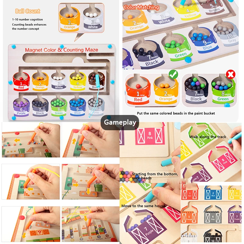 Magnetic Maze Board Educational Toy for Kids Fine Motor Training