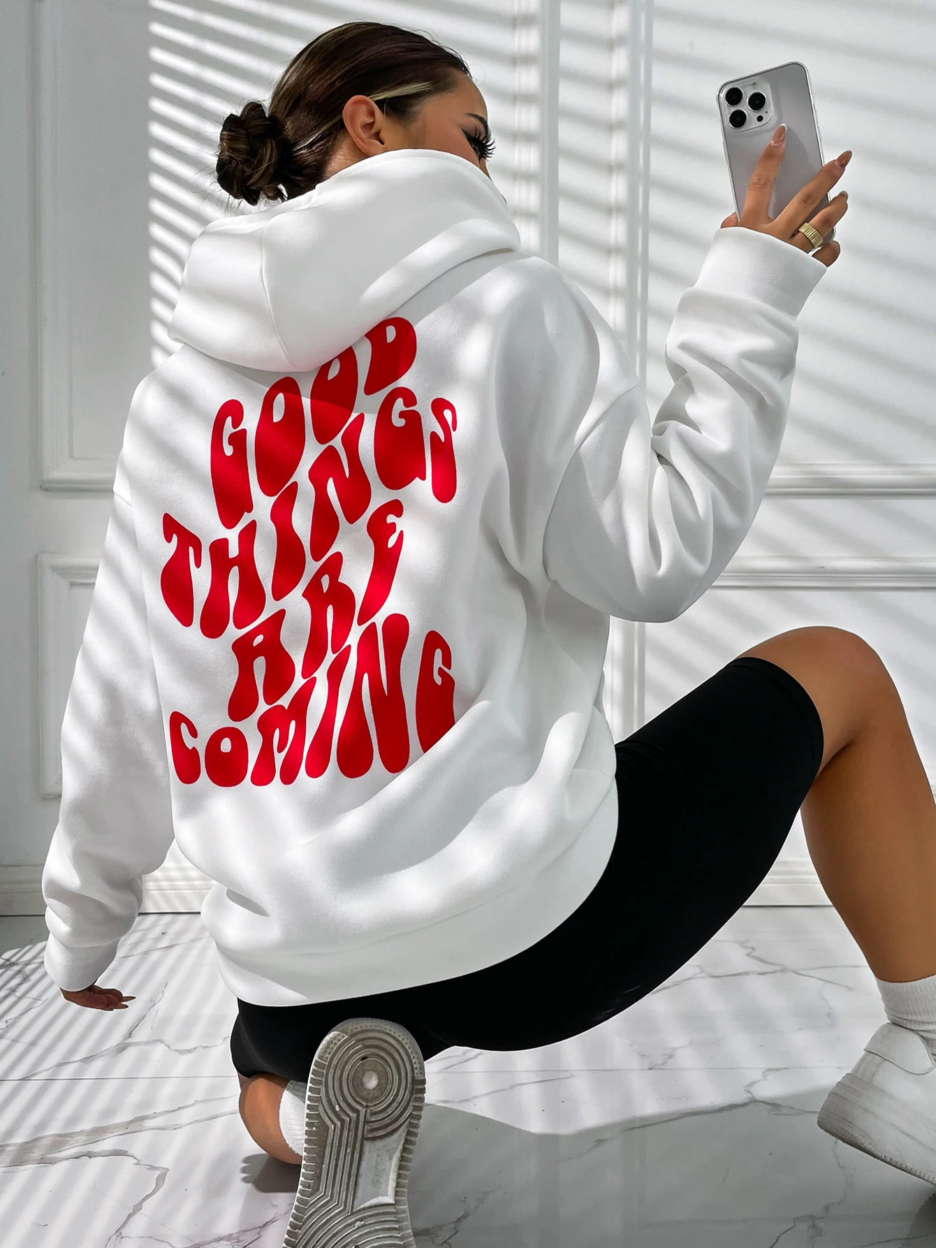 Good Things Are Coming Street Hoodie Women Heavyweight Cotton Pullover Clothes Warm Casual Hoodies Thicken Warm Sweatshirts coming soon