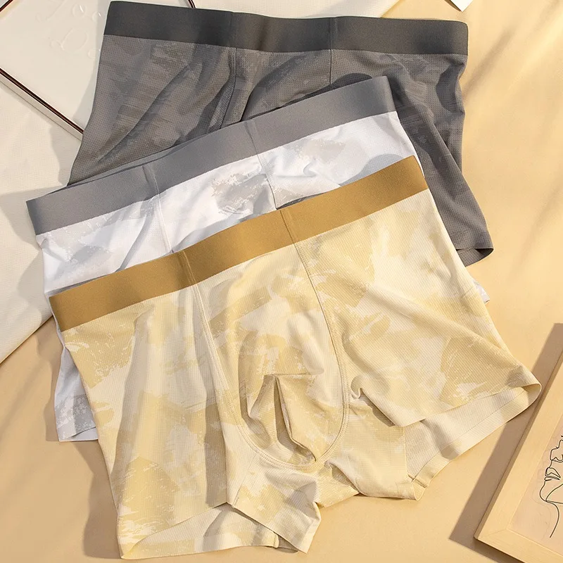 

2PCS Fashion Summer Camouflage Mesh Men's Underwear Ice Silk Boxers Breathable and Comfortable Men's Shorts