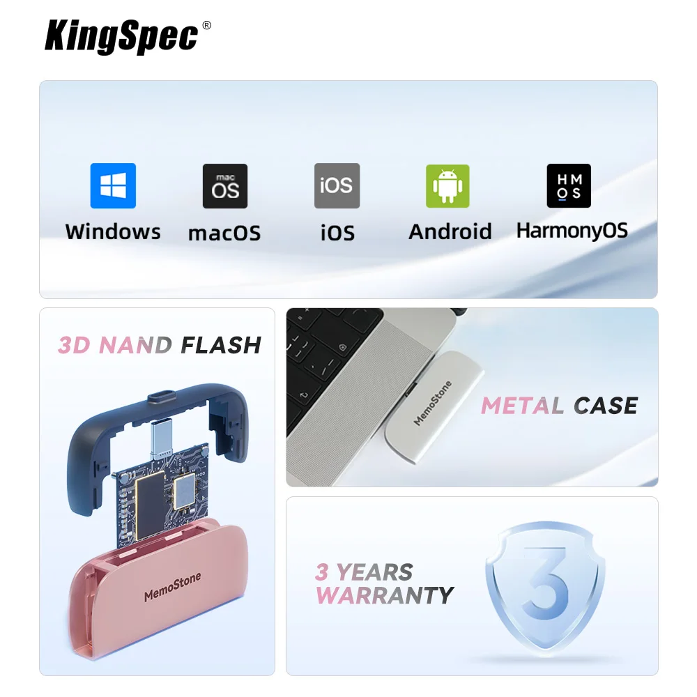 External Hard Drive Solid Flash Drive KingSpec USB External SSD Hard Drive 512G 1TB 2TB USB3.2 Pen Drive Hdd Type C Portable For Macbook PC iPhone PS5