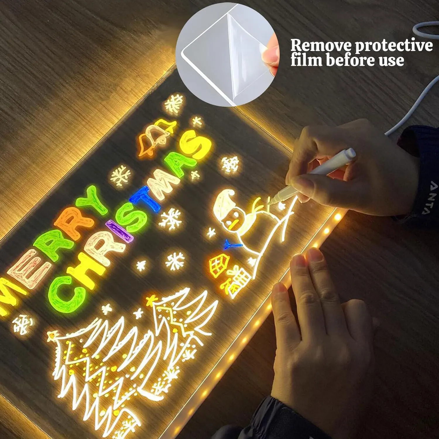LED Light Up Drawing Board - 7 Colors Dry Erase 6