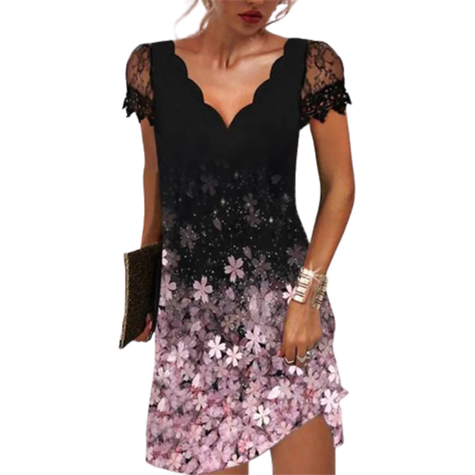 

Women's Floral Printed Summer Dress Loose Sun Dress Boho Dresses for Women Black Ball Gown