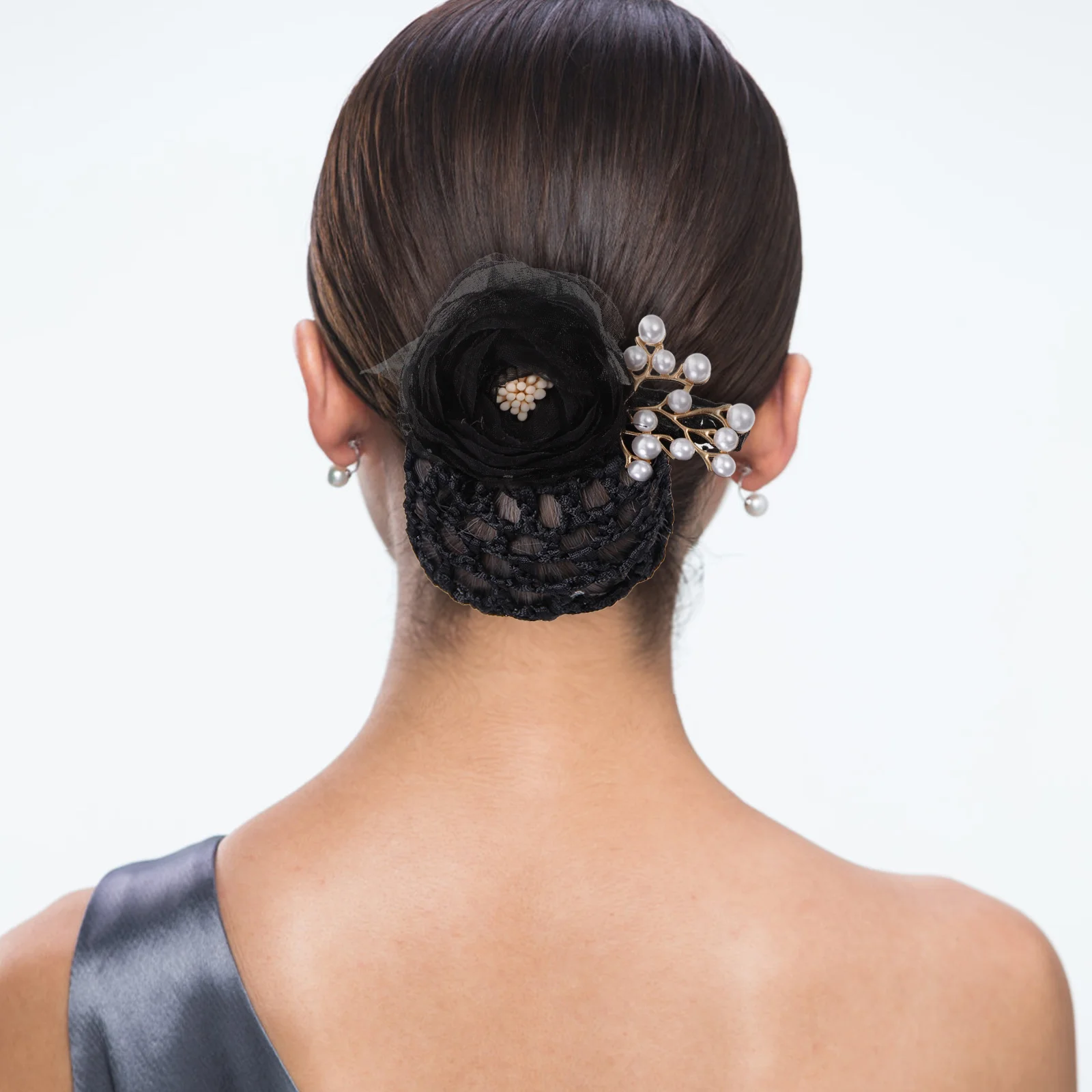 

Flower Hair Accessories Women Steamed Stuffed Bun Hairnets Ballet Cover Metal Dance Buns Women's