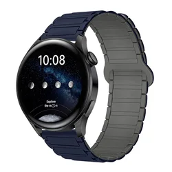 Magnetic Silicone Sport Watch Strap - 22mm Bracelet Band for 20mm width band (Midnight Blue - Gray)