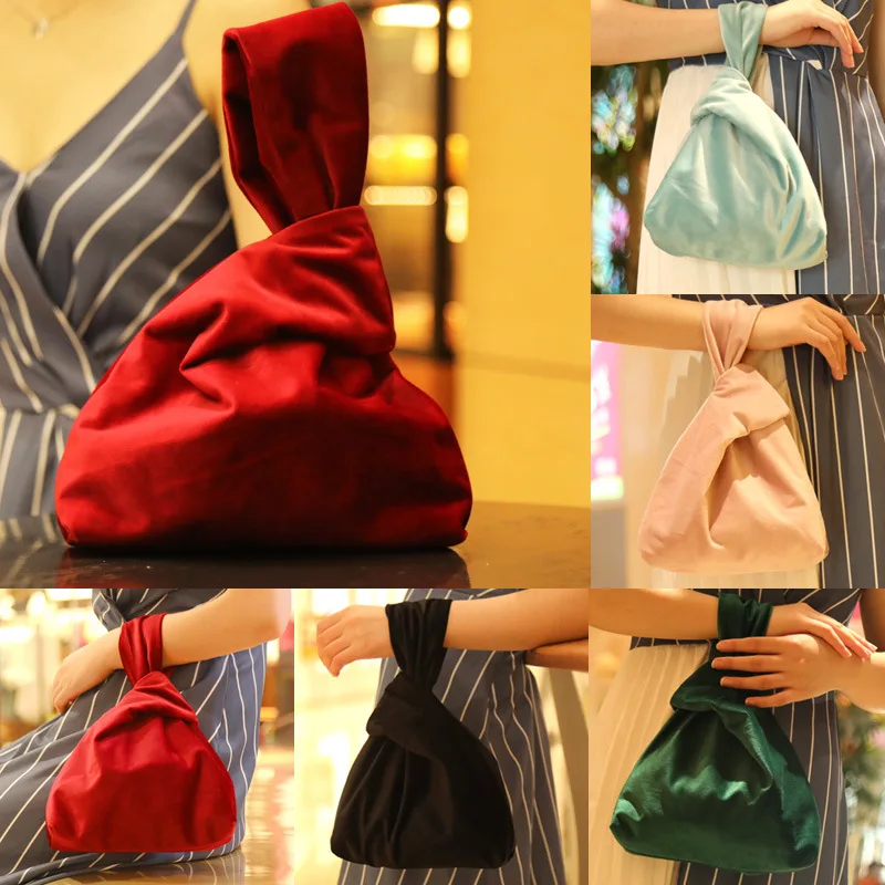1 PC Lady Velvet Eco-friendly Tote Bags Foldable Bag Mobile Zero Wallet Cosmetics Gift Packaging Grocery Shopping Bags