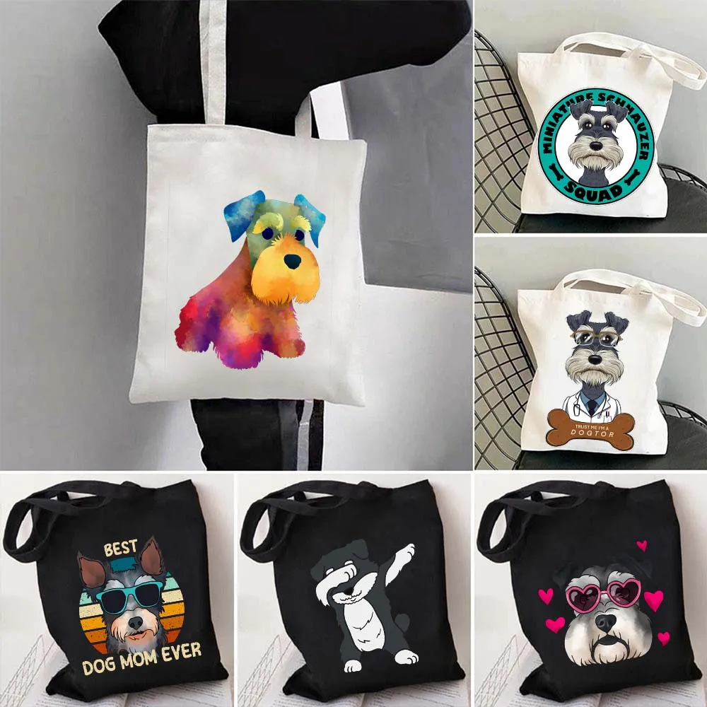 

Cute Miniature Schnauzer Dog Best Friend Love Heart France UK USA Flag Bubble Tea Dabbing Kawaii Shopper Canvas Tote Bag Handbag