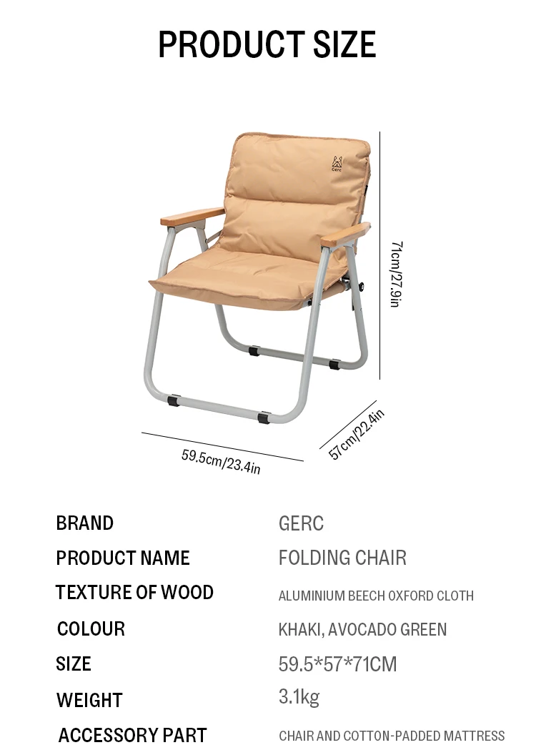 Description Picture 3 of itemGERC Double Outdoor Aluminum Folding Chair Picnic Camping Portable Back Fishing Stool Kermit Chair