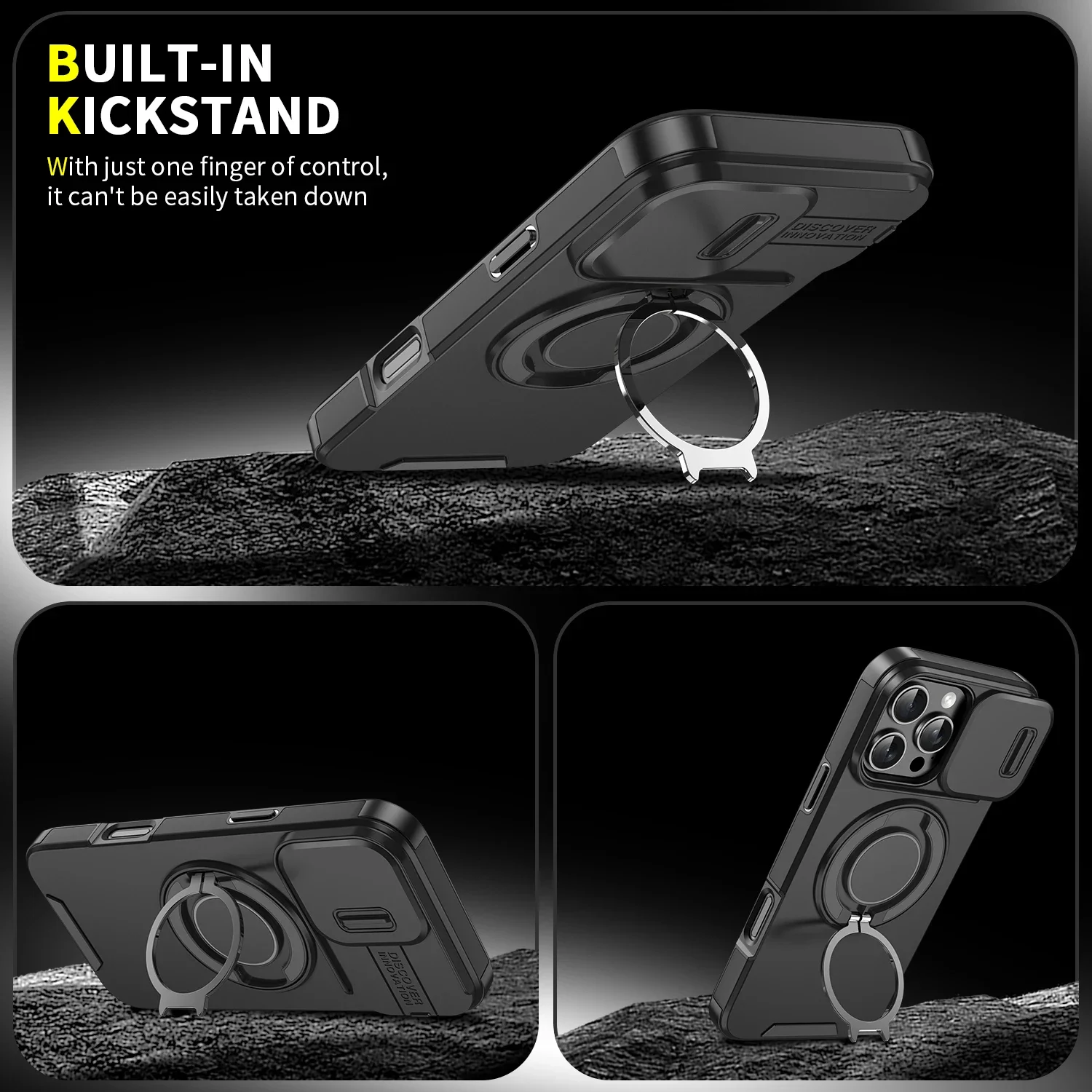 Coque hybride robuste avec anneau magnétique pour iPhone 16 15 14 13 12 11 Pro Max Plus, support de protection pour appareil photo pour coque Magsafe_voghion.com
