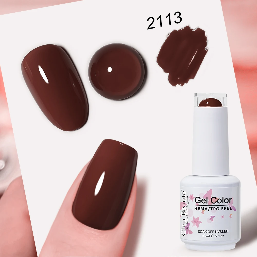 Clou Beaute Full Coverage Dark Red and Grey Gel Nail Polish