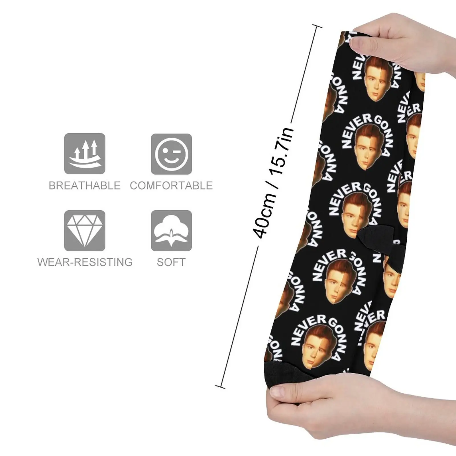 Rick Astley Retro Never Gonna Roll FanArt Tribute Socks long socks man happy socks men funny socks for Women