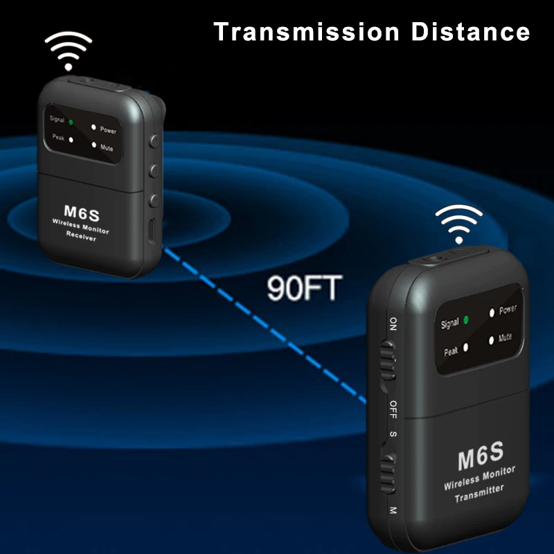 Wireless in-Ear Monitor System Professional IEM System Transmitter and Receiver for Studio Band Rehearsal Live Performance
