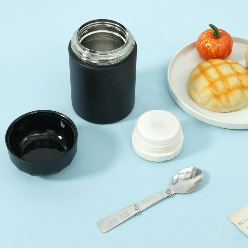 Termo Para Comida Caliente SANTECO 500ml | Acero Inoxidable Aislante, A Prueba De Fugas | Incluye Cuchara Y Bolsa