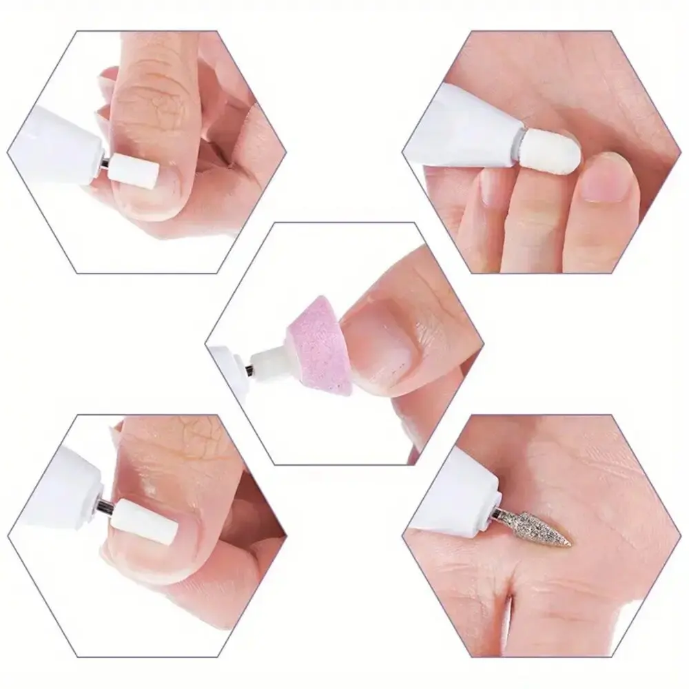 5in1 Electric Nail File Set Portable For Acrylic Nails Fake Nail Tips Cuticle Trimmer Nipper Cutter Cuticle Pusher Manicure Tool 4