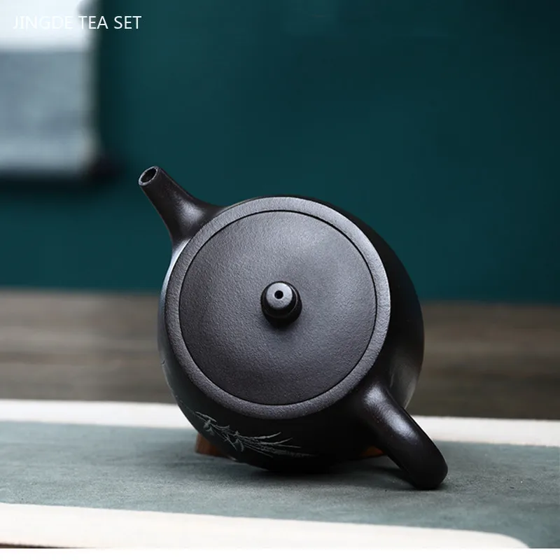 1PCS 250ml Yixing Purple Clay Teapot Original Ore Handmade Zisha Tea Set Black Mud Filter Dezhong Teapot