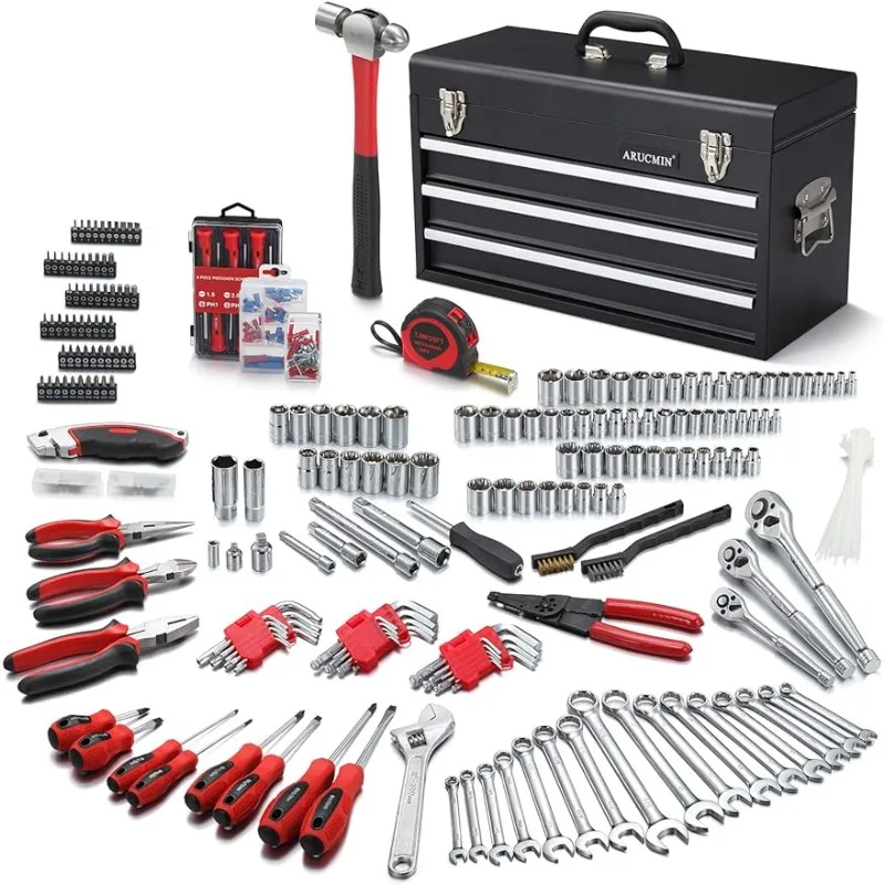 

438-Piece Mechanics Tool Set with 3-Drawer Heavy Duty Metal Box Repair Tool Kit