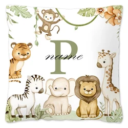 Personalized Animal Pillowcase - Custom Name Kids Bedroom Decoration & Birthday Gift - 45X45CM TWO SIDE (Letter P with name)