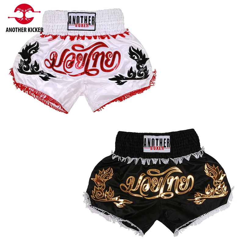 Short Muay Thai Tassels Kick Boxing Pants Women Men Kids Embroidery Professional Martial Arts Fight Kickboxing Training Shorts