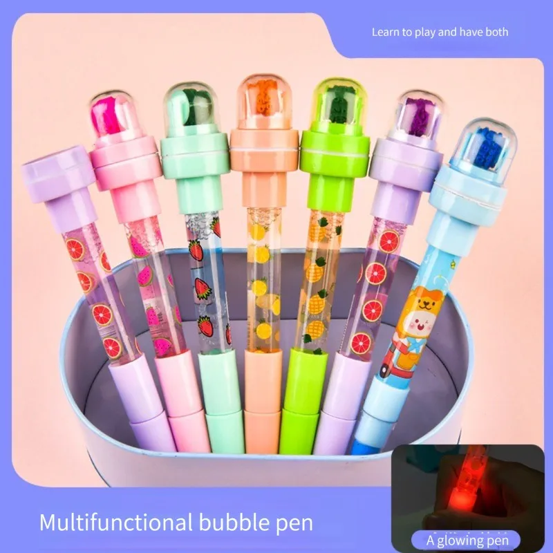 

Haile 5 In 1 Ballpoint Pen Bubbler Pen With Stamp Toy Pens Liquid Motion Bubbler Pens,Funny Ballpoint Pen School DIY Supplies