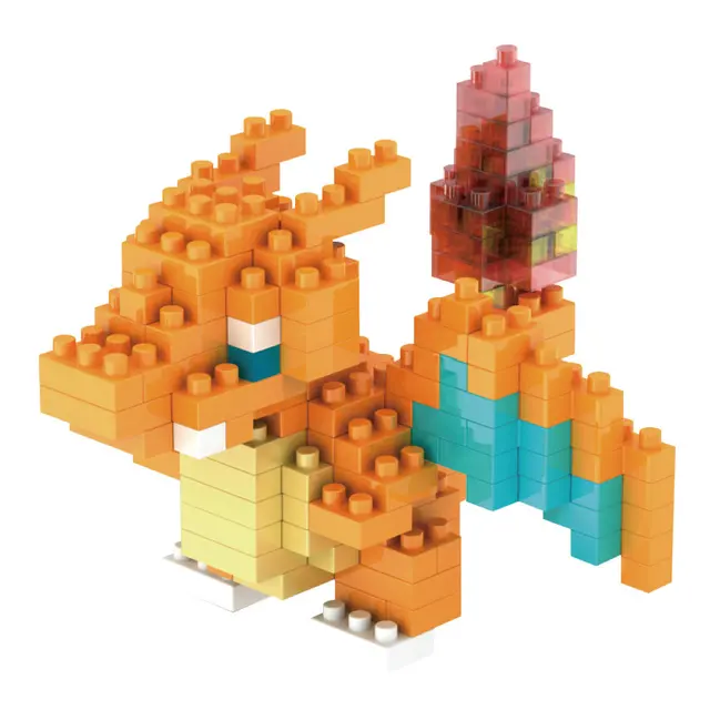 DIY Pokemon Blocks Small Cartoon Mini Building Block Pikachu Charizard Eevee Mewtwo Anime Assemble Action Model Dolls Toys 6