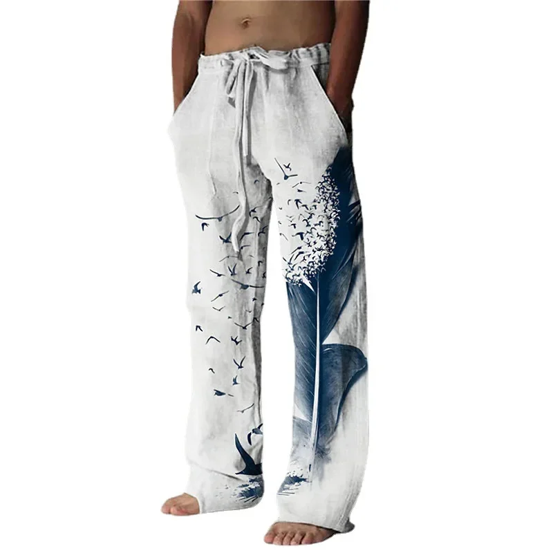 Summer Fashion New Men's Casual Trousers Ink Splash Printing Daily Handsome Comfortable Large Size Straight Pants