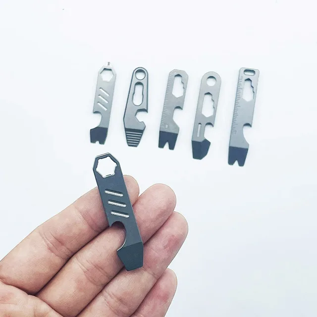 8 IN 1 MINI TC4 Titanium Alloy Crowbar Bottle Opener Graduated scale Hexagon Wrench EDC Outdoor Tools Multifunction Camping Gear 6