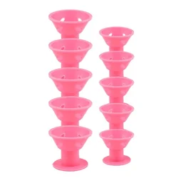 10-Piece Soft Silicone Heatless Curlers for Effortless Waves (10pcs Pink)