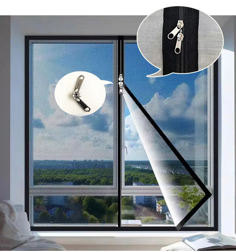 Description Picture 6 of itemBlack，Multi size window mesh with zipper Self-adhesive zipper ,mosquito nets for windows anti mosquito window door curtain mesh