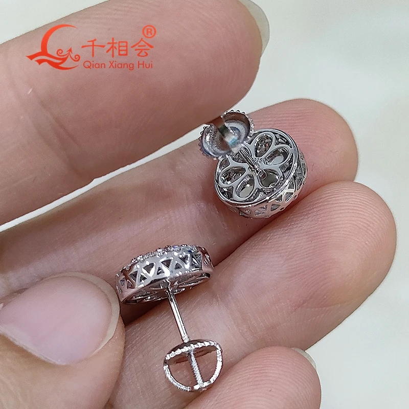 10mm melee round shape 925 silver white color D VVS moissanite stone ear stud  Earing for jewelry gift datting women wedding