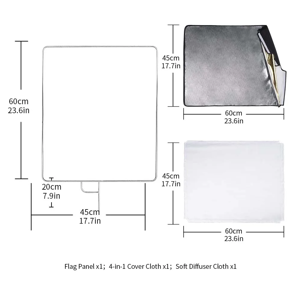 Selens-painel Bandeira Magnética de Removível Difusor Refletor Câmera para Video Photo Studio Aço Inoxidável - Image 6