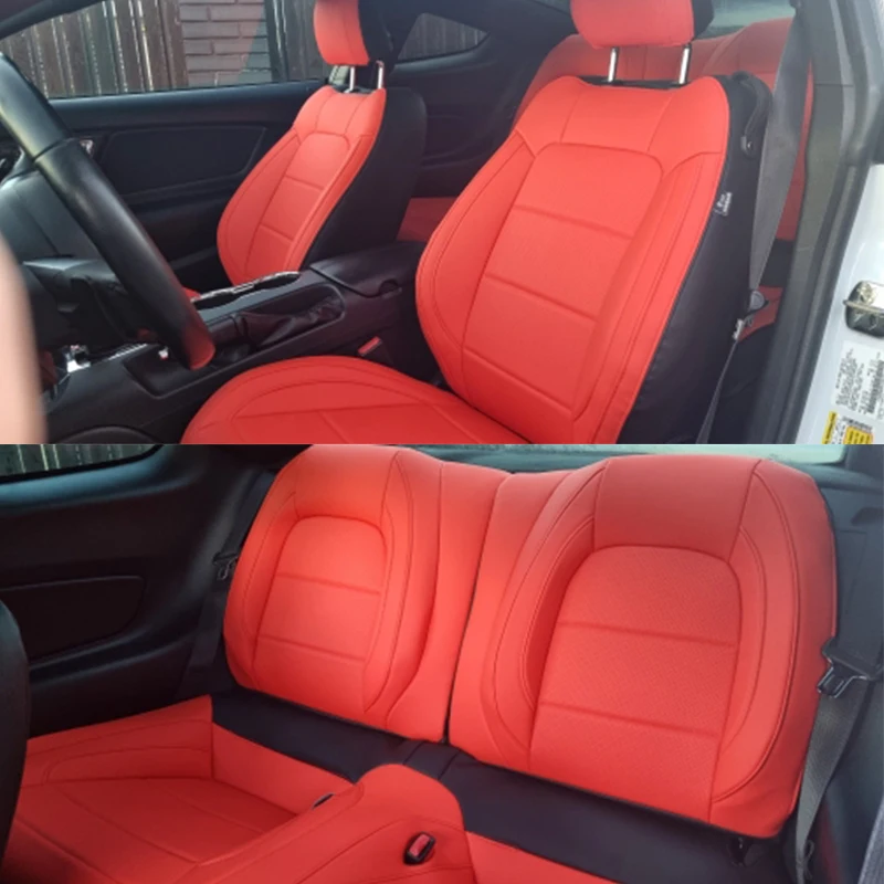 Coprisedili In Ecopelle Per Ford Mustang Coupé 2015-2025 – Set Da 10 Pezzi, Impermeabili, Antiscivolo, Colore Marrone E Nero - 3