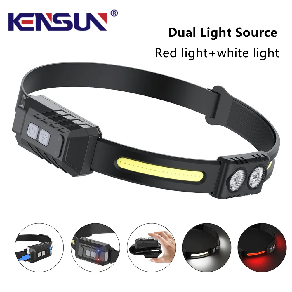 

Multifunctional COB + 2* XPE Sensing Headlight Outdoor Running Headlight Type-C Charging Portable Silicone
